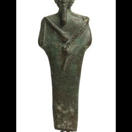 Osiris, Égypte, Basse époque, 664-332 av. J.-C. Bronze. 18,1 x 5 x 2,5 cm. N° inv. VH633. Legs F. Van Hamme.