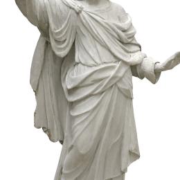 Atelier des KERRICX (?), Jésus (appartenant au groupe sculpté provenant d’un maître-autel représentant la Transfiguration), Anvers, vers 1700. Tilleul polychromé. 170 x 114 x 62 cm. N° inv. AA140. Acquisition du musée.