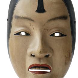 Masque de théâtre nô, personnage Kasshiki, Japon, époque Edo, 18e s. Cyprès laqué. 20,3 x 13,8 x 5,7 cm. N° inv. NE63. Legs Dr Ch. Delsemme.