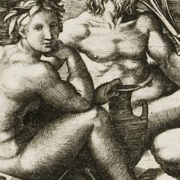 Marcantonio Raimondi, Jugement de Pâris (détail), vers 1510, gravure au burin. Fonds S. Lenoir, Inv. N°ES550.